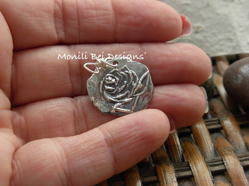 Hand Carved Rose Pendant Necklace